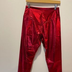 Red Metallic leggings, Size Large (8-10)- NEW